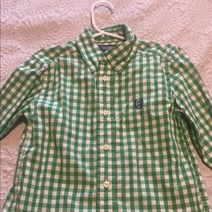 Chaps Green Gingham Button Down Shirt